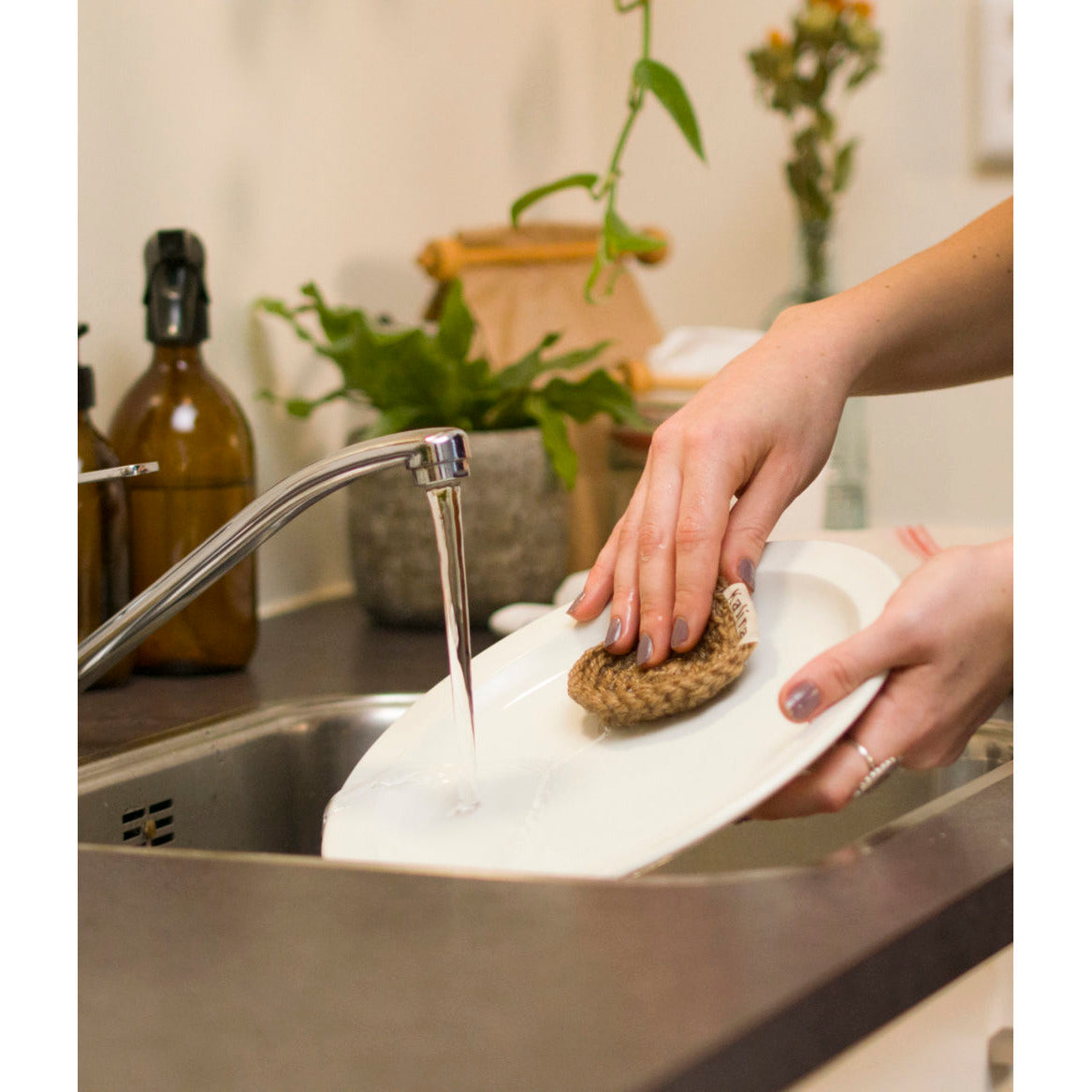 Genanvendelig jute opvaskebørste