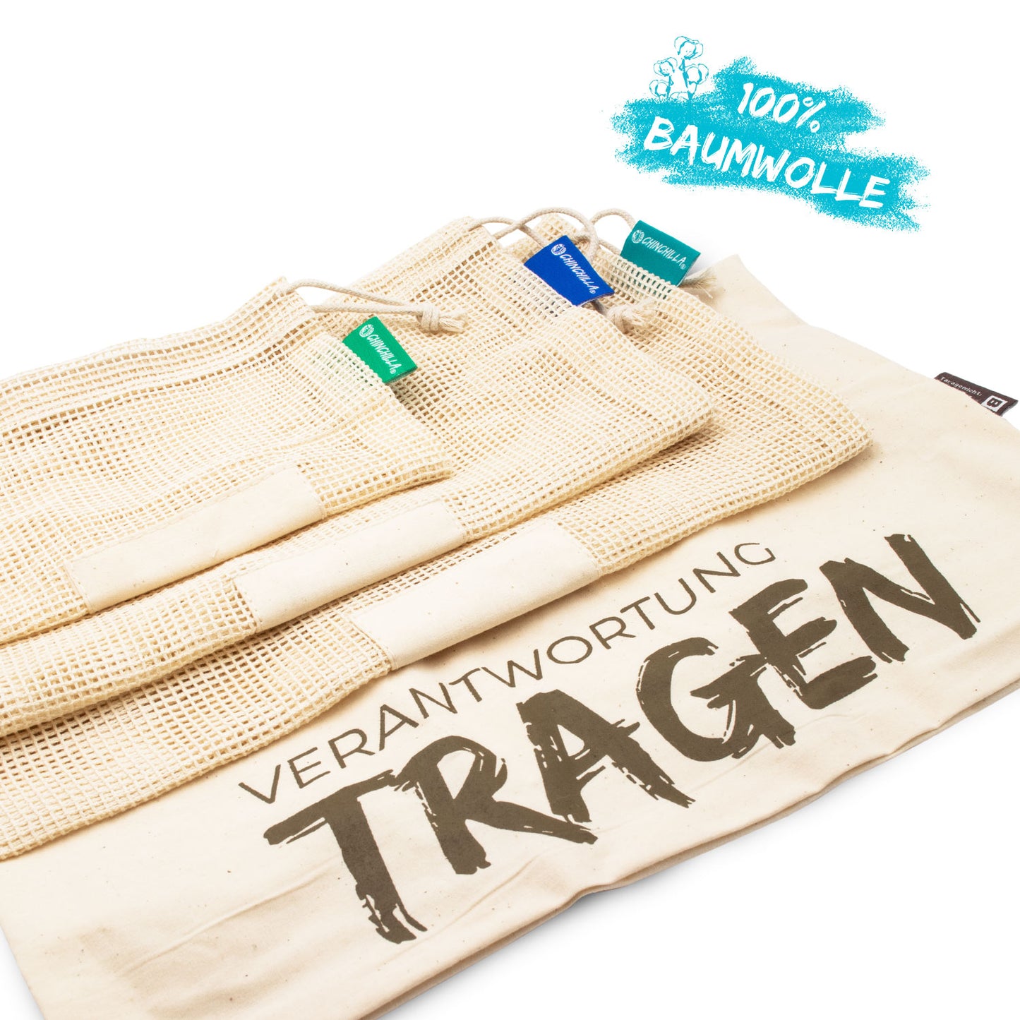 Frugt- og grøntsagspose | 3 indkøbsposer Inkl. 1 brødpose