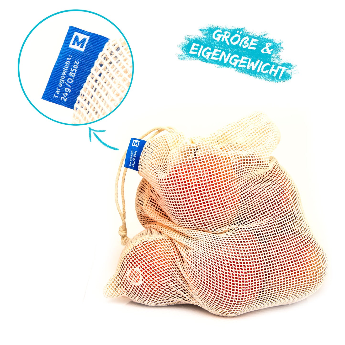 Frugt- og grøntsagspose | 3 indkøbsposer Inkl. 1 brødpose