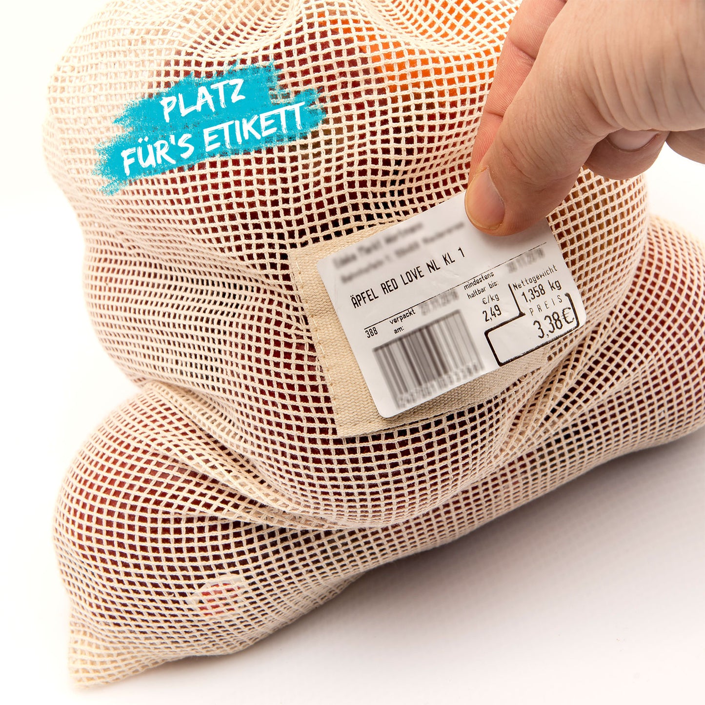 Frugt- og grøntsagspose | 3 indkøbsposer Inkl. 1 brødpose