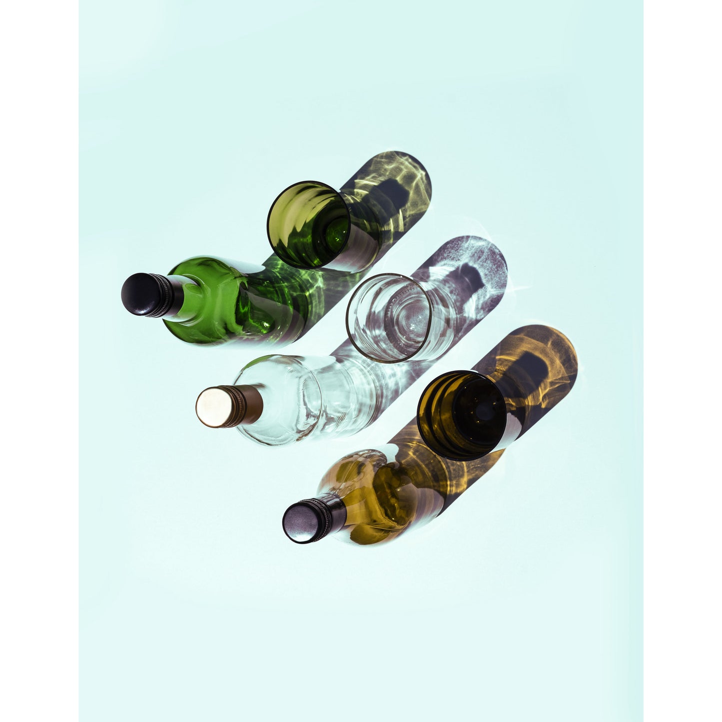 Glas lavet af vinflaske - 4 stk. i forskellig farver