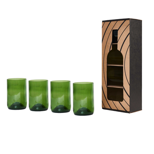 Glas lavet af vinflaske - 4 stk. grønne