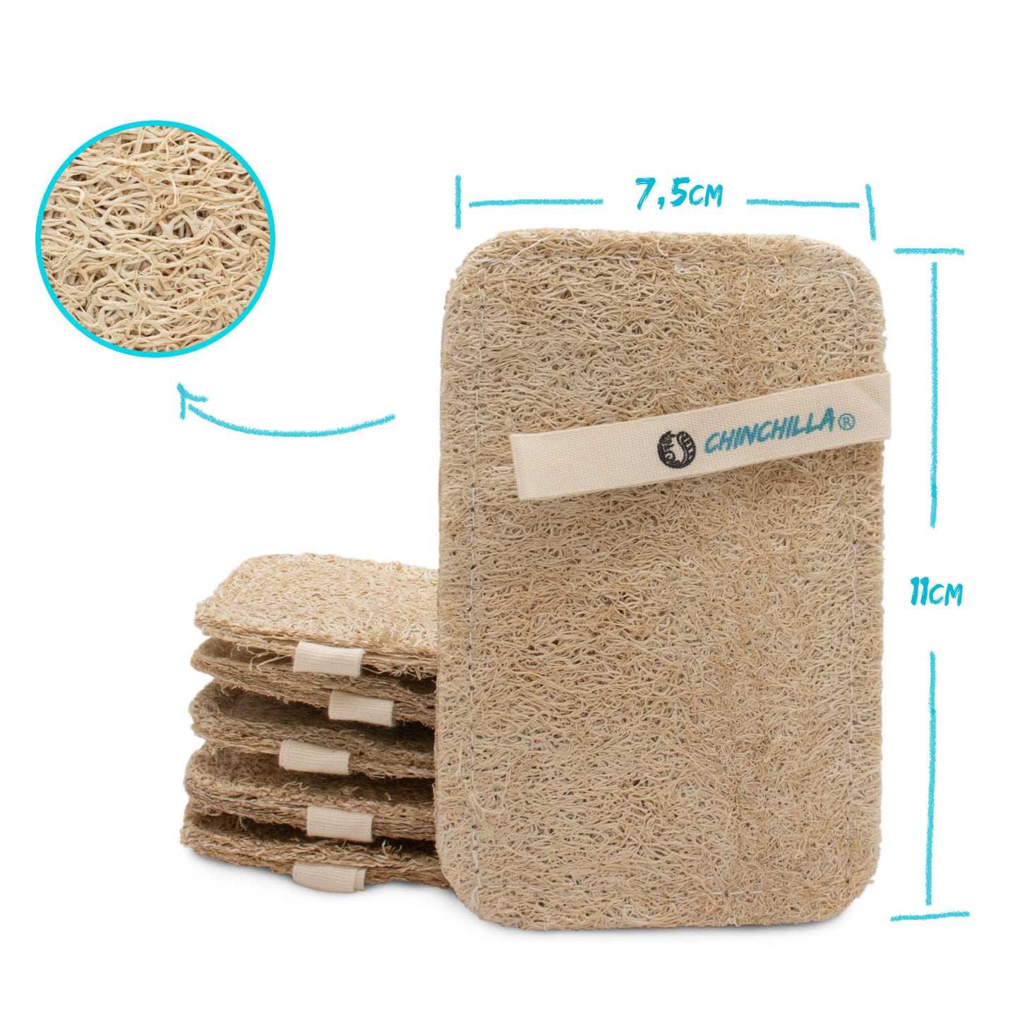 Opvaskesvampe af Loofah-svamp - Pakke med 7 | genanvendelig og vegansk