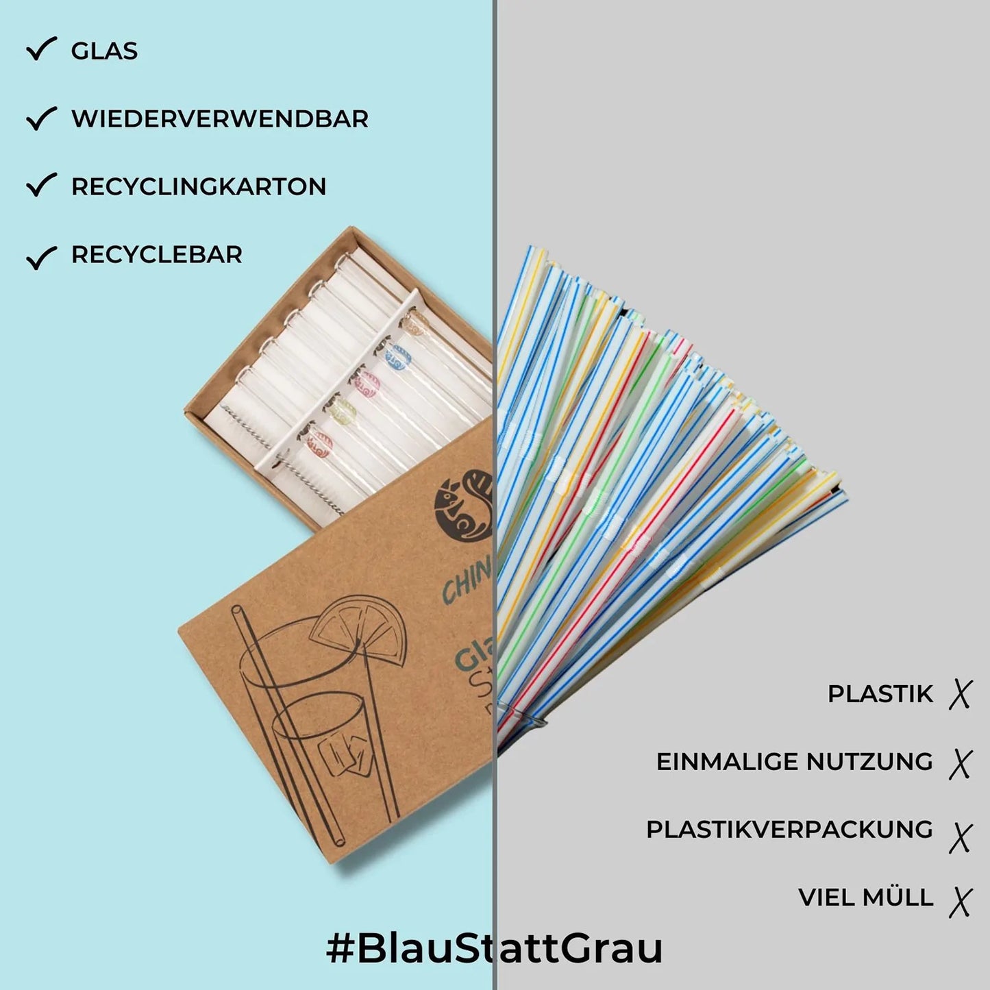 Sugerør af glas | Genanvendelige og plastikfri sugerør