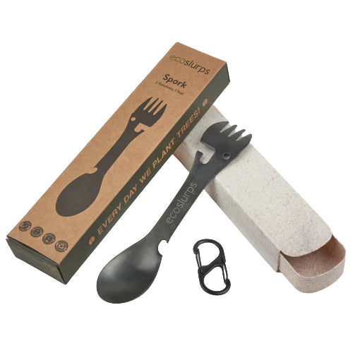 Spork with carrying clip &amp; Wheat Straw carrying case.