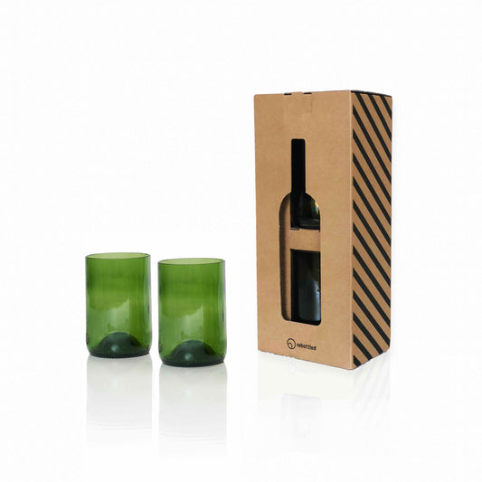 Glas lavet af vinflaske - 2 stk. grønne