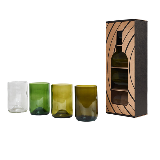 Glas lavet af vinflaske - 4 stk. i forskellig farver